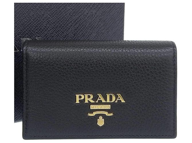 Prada Visitenkartenetui aus schwarzem Leder