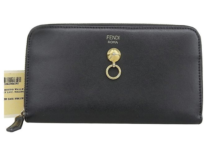Fendi Black Leather Long Wallet