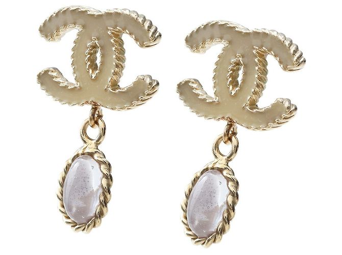 Brincos Pendentes Chanel Coco Mark em Ouro e Roxo