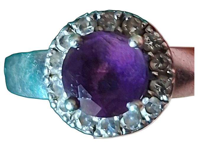 Balenciaga Silberring mit lila Stein