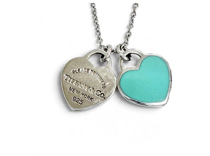 Autre Marque Collana con mini ciondolo a doppio cuore Tiffany Return to Blue
