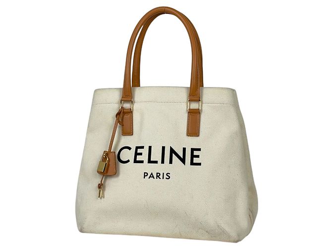 Céline Saco Tote Horizontal Cabas Celine em lona