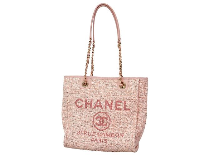 Sac cabas Chanel en raphia rose