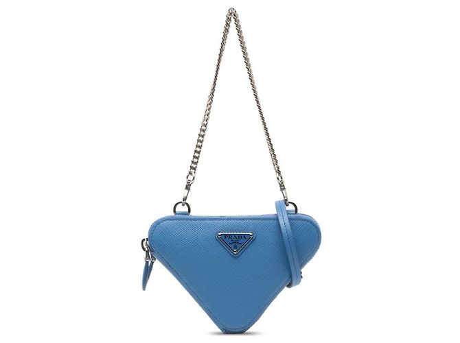 Bolsa Prada em couro Saffiano azul