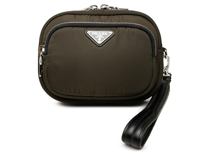 Prada Triangle Logo Plate Clutch Bag