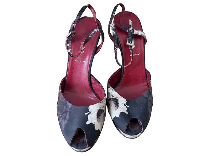 Prada Floral Print Platform Sandals