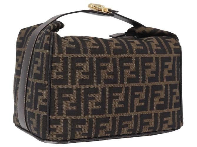 FENDI Zucca Canvas Vanity Handtasche Schwarz Braun