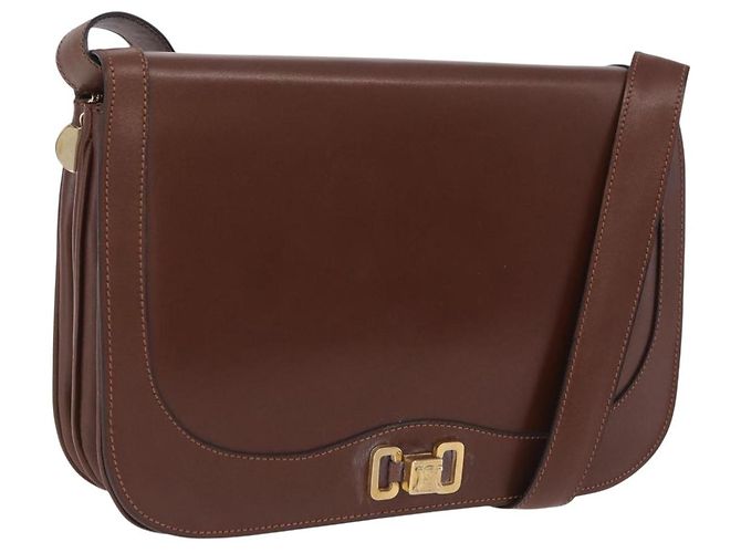 Céline CELINE Bolsa de Ombro Triomphe Couro Castanho Tom Dourado