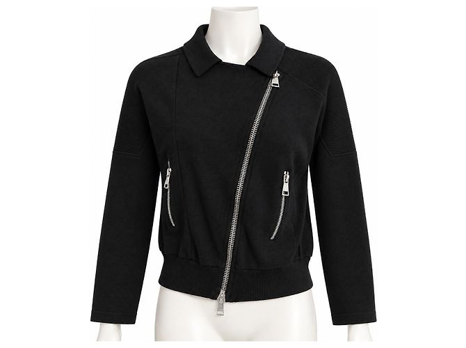 Burberry Brit Cotton Silk Blend Biker Jacket - Black