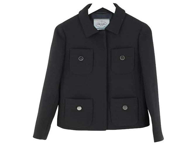Blazer in lana nero Prada