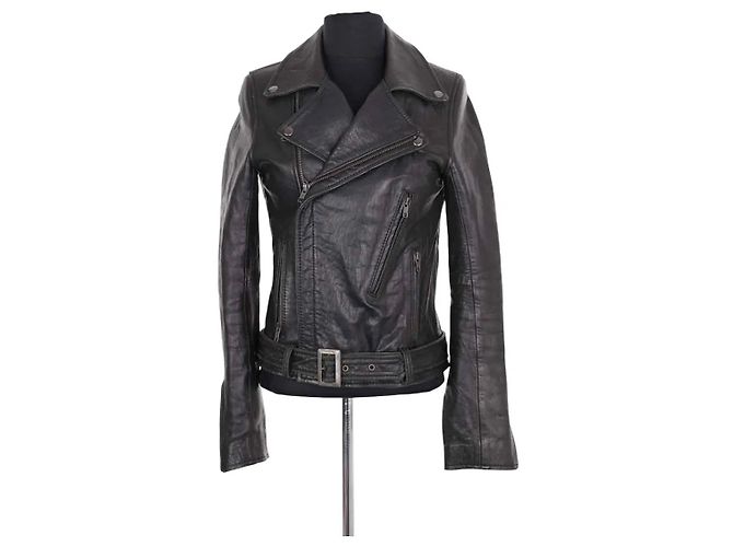 Maje Lederjacke in Schwarz