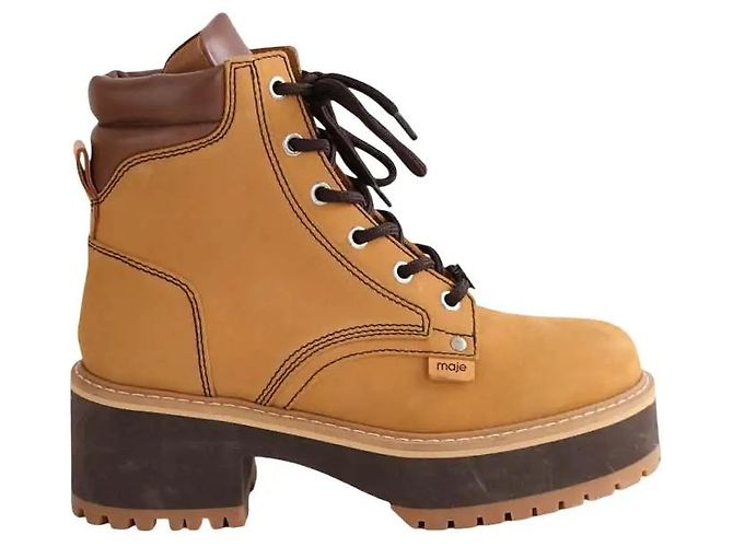 Maje Schnürstiefel aus Leder camel