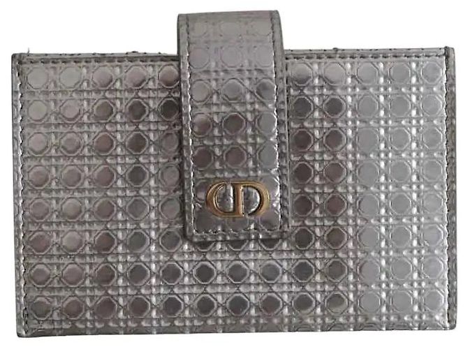 Dior Kartenetui aus Leder silber