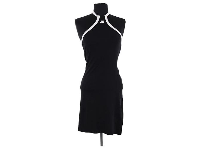 Courreges Kleid aus schwarzer Baumwolle