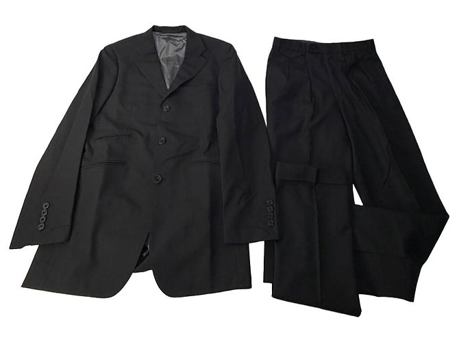 Vintage Burberry Herren-Wollanzug-Set, Anthrazit 38R