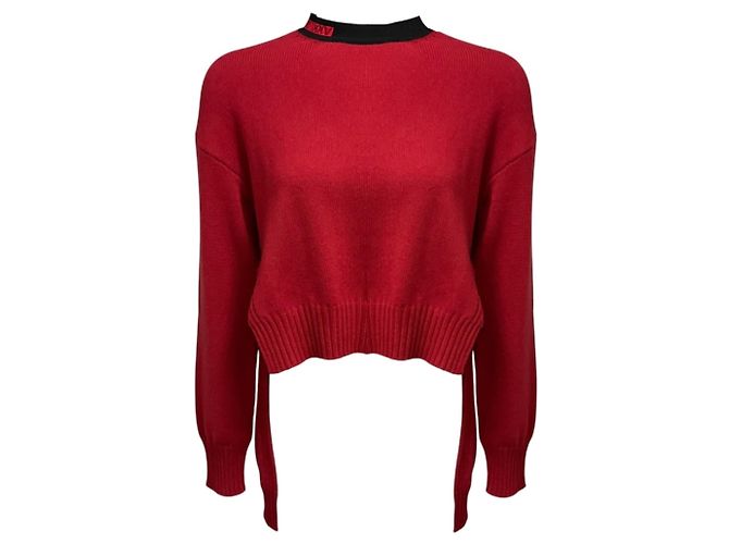 Fendi Pull-over en maille de cachemire High Low Rouge / Noir