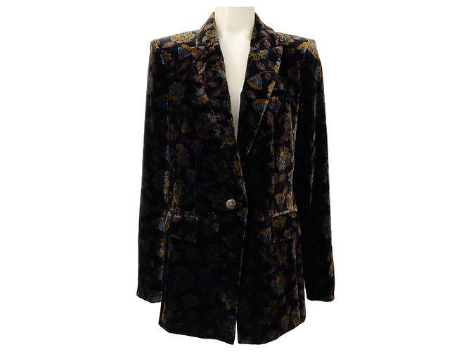 Giacca Dickey in velluto floreale Long & Lean Veronica Beard Nero Multi