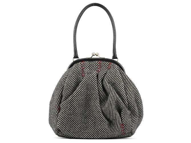 Miu Miu Clutch de lã com riscas cinzentas