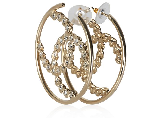 Orecchini a cerchio Chanel 2020 Large CC placcati oro