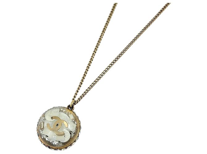 Collana Chanel placcata oro con strass