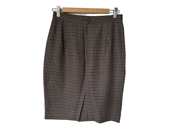 Autre Marque Brauner karierter Wollrock