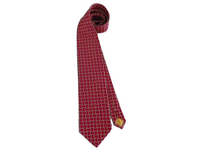 Autre Marque Sulka Red Geometric Pattern Silk Tie