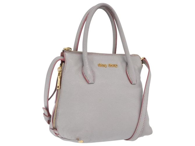 Miu Miu Handtasche Leder 2way Grau Gold