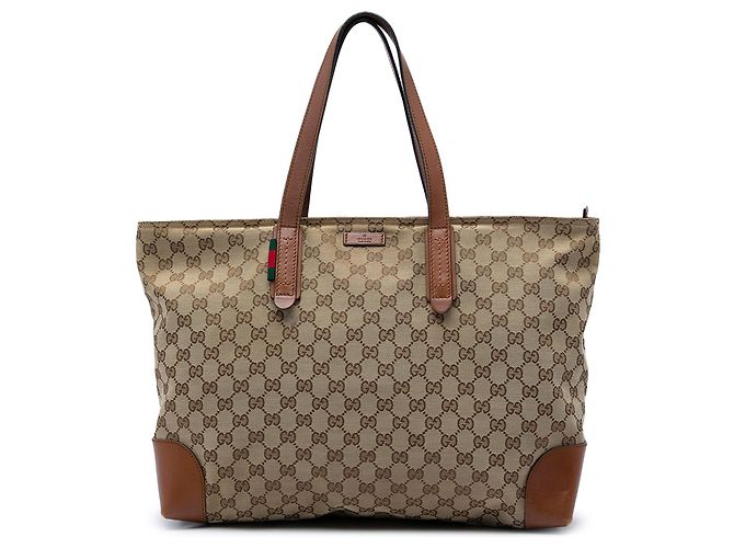 Gucci Beige GG Canvas Web Tote