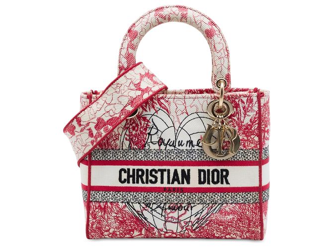 Dior Red DiorAmour Medium Embroidered Canvas Royale Lady D Lite