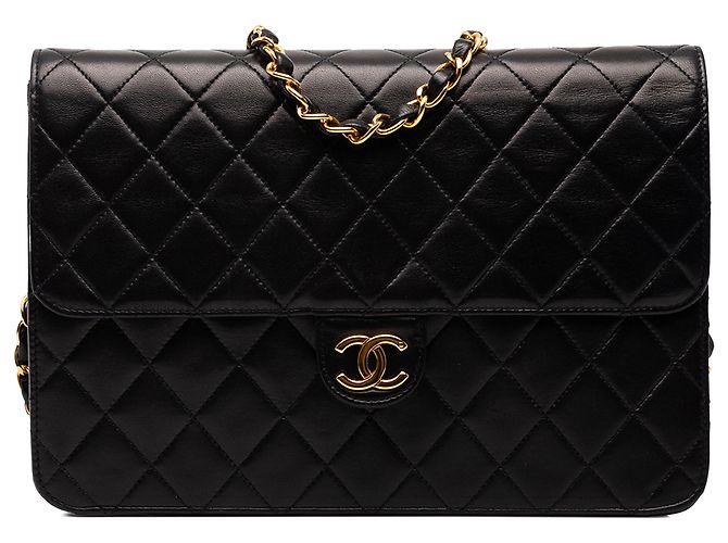 Chanel Black Medium CC Quilted Lambskin Single Flap