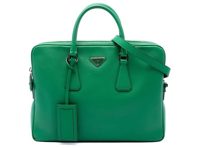 Mala de Negócios Prada em Saffiano Verde