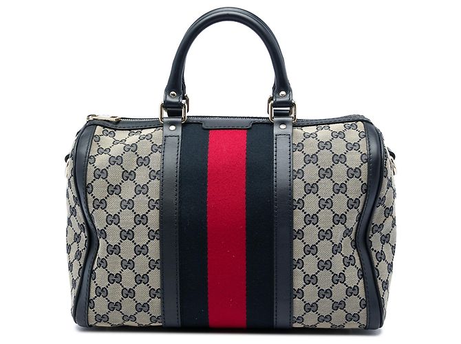 Bolsa Boston Gucci Beige Medium GG Canvas Web Joy