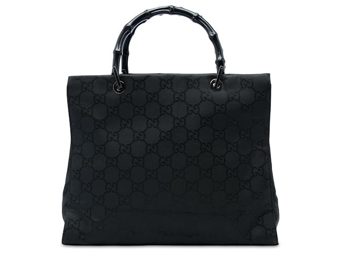 Bamboo Borsa Gucci in nylon GG nero con bambù