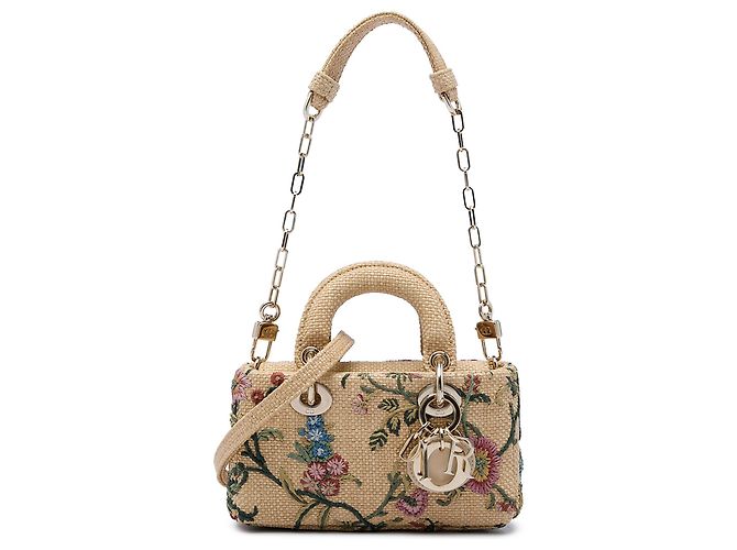 Dior Beige Micro Floral Embroidered Raffia Lady D Joy