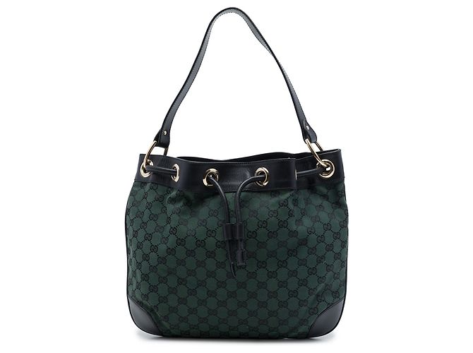 Borsa a secchiello Gucci in canvas GG verde