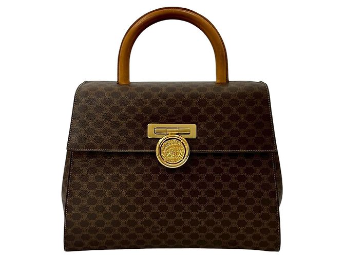 Céline Borsa a mano Celine Brown Macadam Coated Canvas Medallion