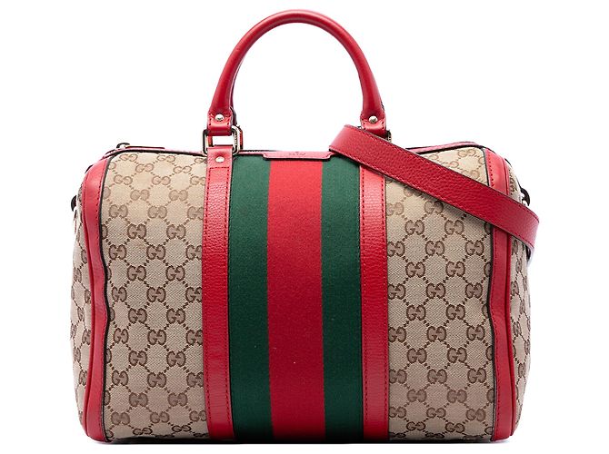 Borsa Boston Gucci Beige Medium GG Canvas Web Joy