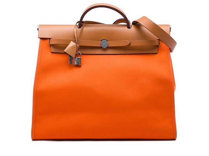 Hermès Orange Toile Herbag Zip 39