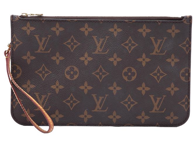 Bolsa Louis Vuitton Monogram Neverfull Pouch MM Castanha