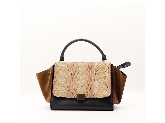 Céline Celine Bolsa em Python e Camurça Preto/Castanho