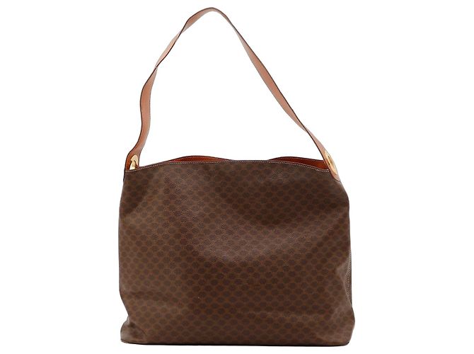 Céline Celine Macadam Bolsa Hobo em couro castanho