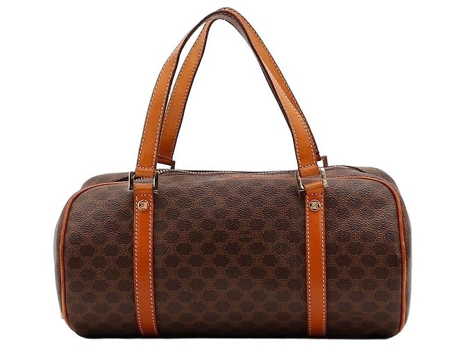 Céline Bolsa Boston Monogram Canvas Couro Marrom