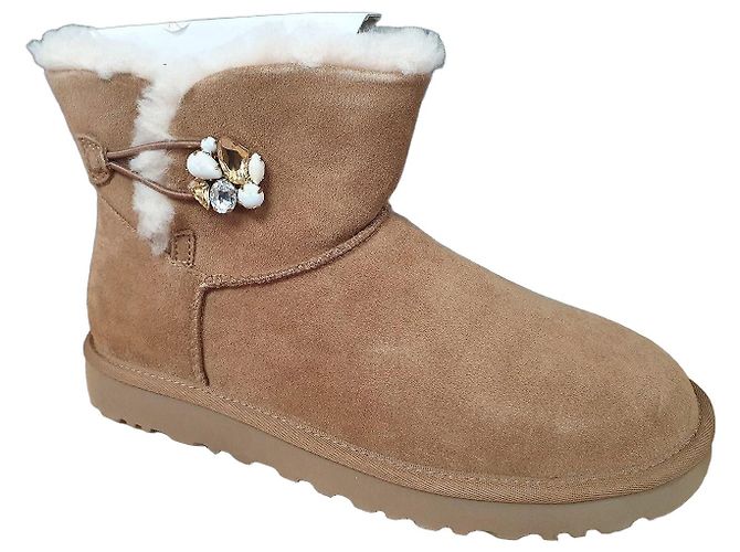 UGG Mini Bailey Button Bling Gem Bottes Cognac