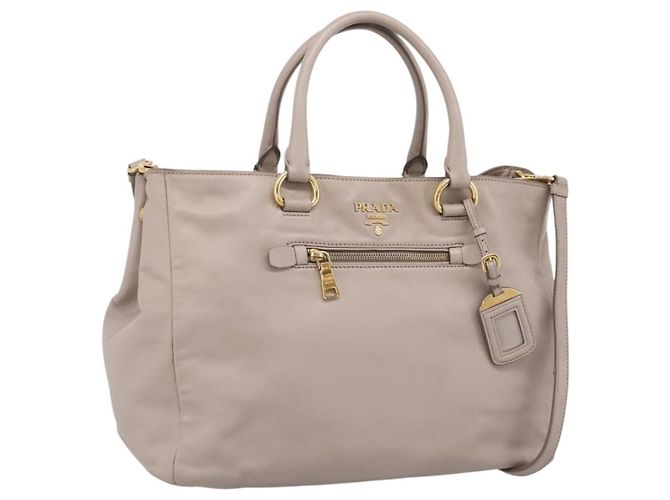 PRADA mala Tote em Pele 2way Cinza Dourado