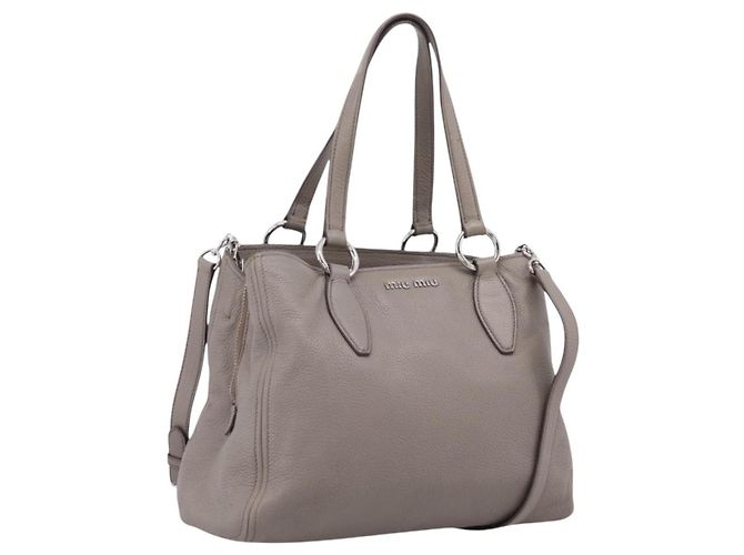 Miu Miu Handtasche Leder 2way Grau Silber