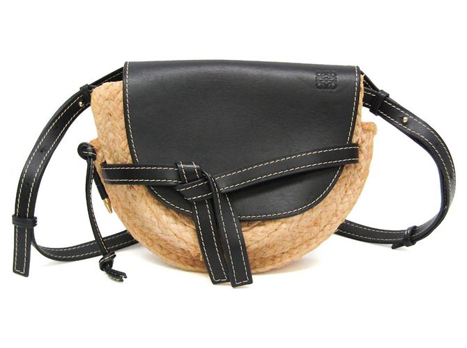 Borsa a tracolla Loewe Gate in rafia e pelle