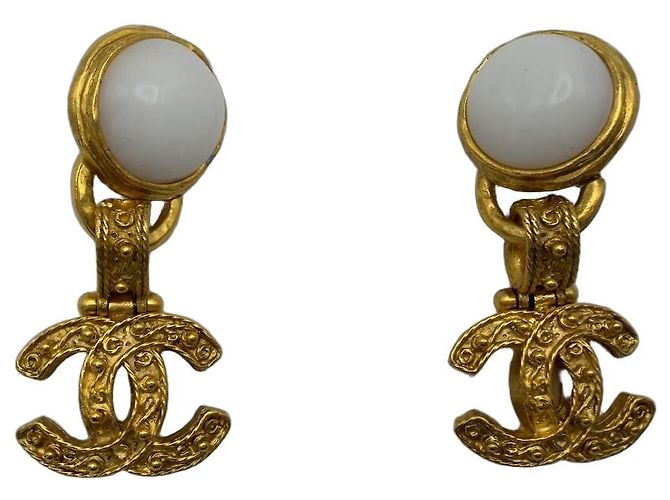 Chanel CC Clip-On Ohrringe mit Kunstperlen