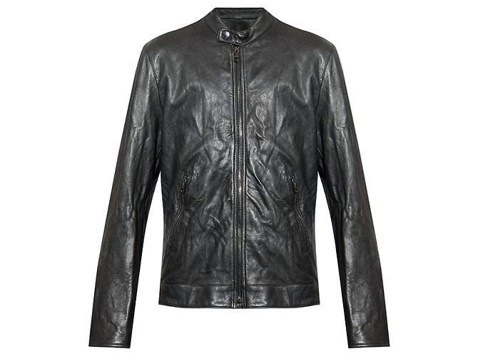 Dolce & Gabbana Leather jacket with stand-up collar