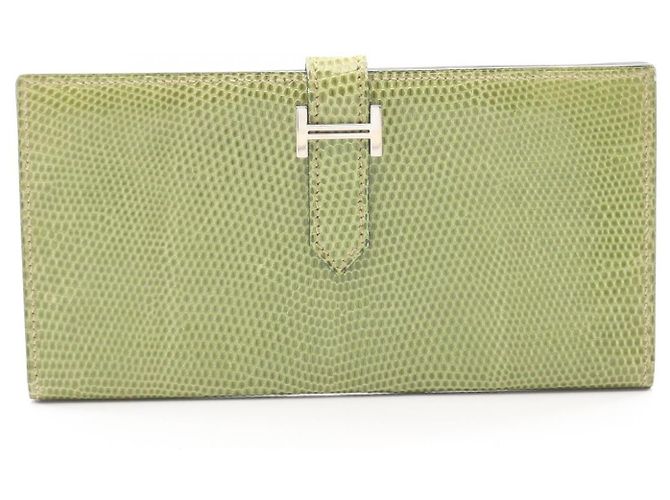 Béarn Hermès Hermes Bearn Soufflet Lizard Long Wallet