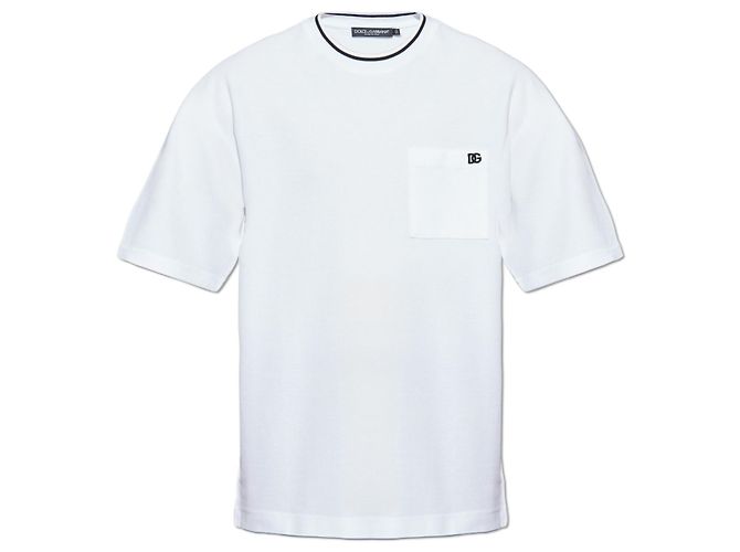 Camiseta de algodón blanca con bolsillo Dolce & Gabbana